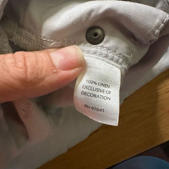 J. Jill linen pants gray white 14 - Picture 6 of 9